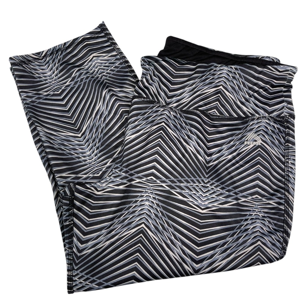 RBX 2X Black White Geometric Capri Leggings High Rise Activewear Athleisure